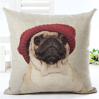 Pug Wearing Beanie Cushion