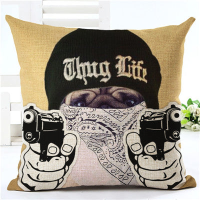 Thug Life Pug Cushion